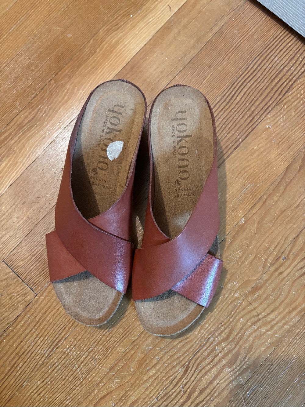 Women's Cross-Strap Leather Mules - Brown